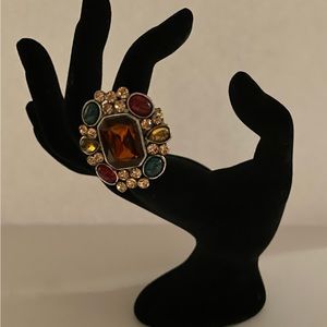 Vintage, Jeweled Colored, Art Deco, Stretch Ring